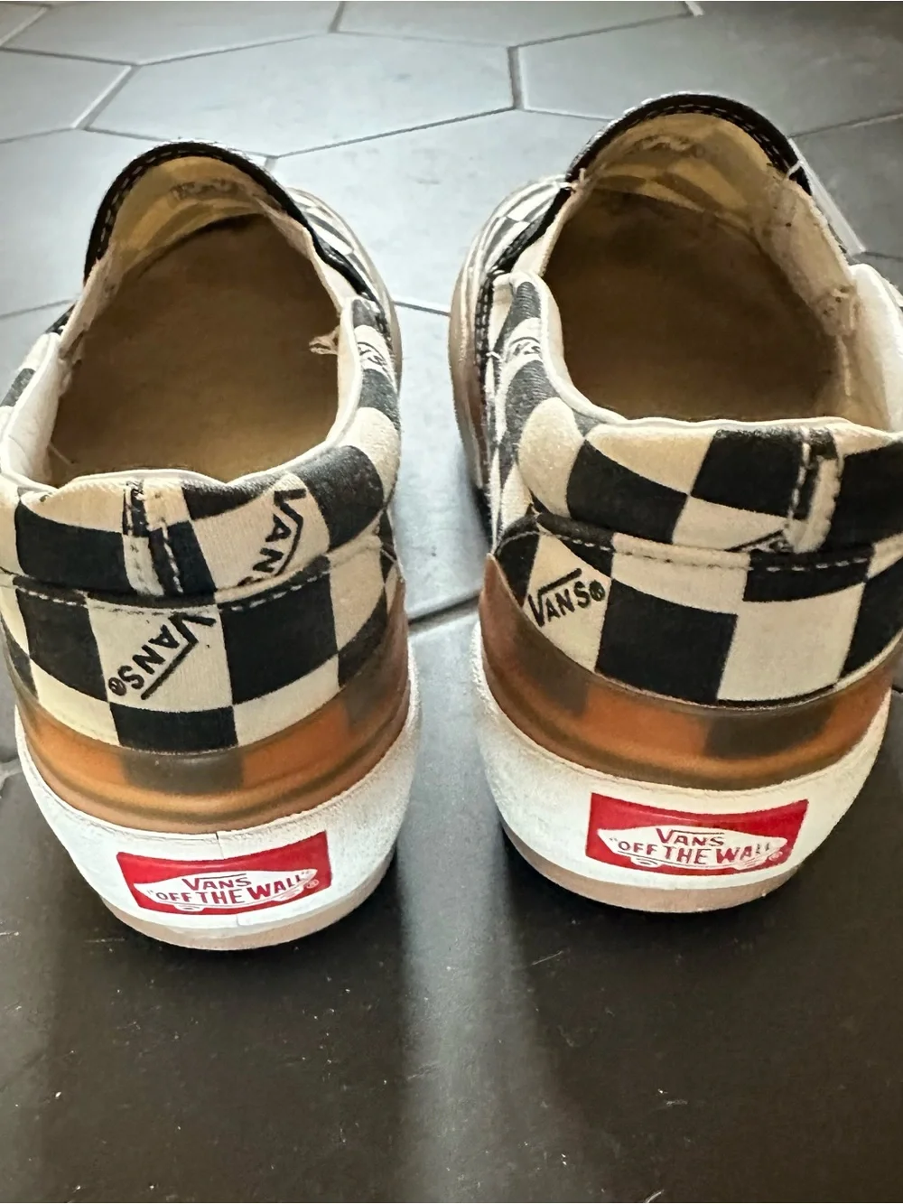 Vans Checkerboard Slip-On Sneakers Black and Cream - Picture 2 of 6